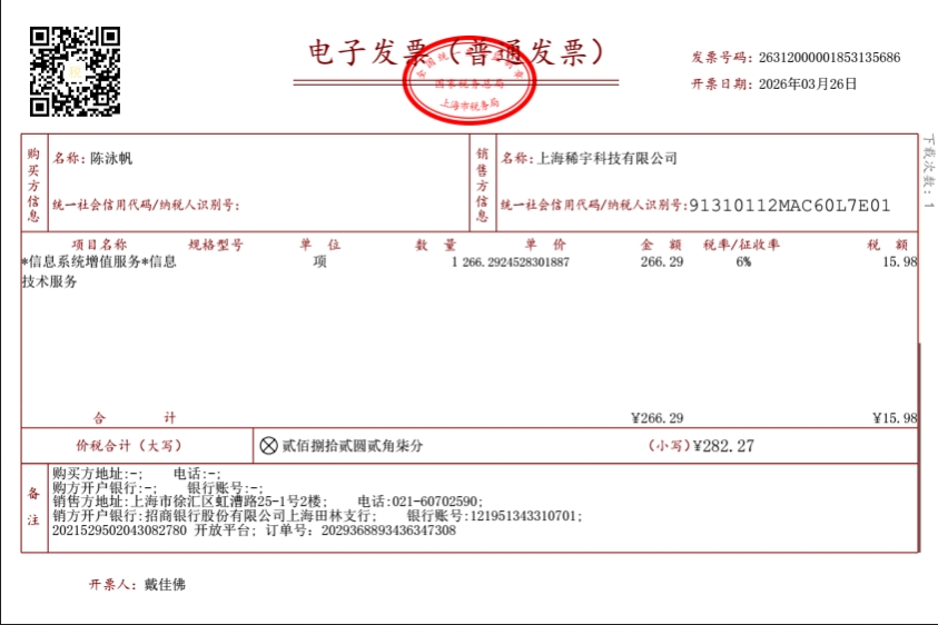 用于识别的电子发票实例
